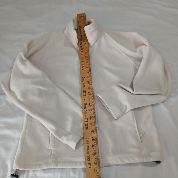 Columbia Women's Med Full=Zip Raglan=Sleeved Cream Polar Fleece Pockets Jacket - Picture 11 of 16